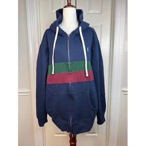 Polo Ralph Lauren Mens XL Navy Blue Colorblock Full Zip Fleece Hoodie Sweatshirt